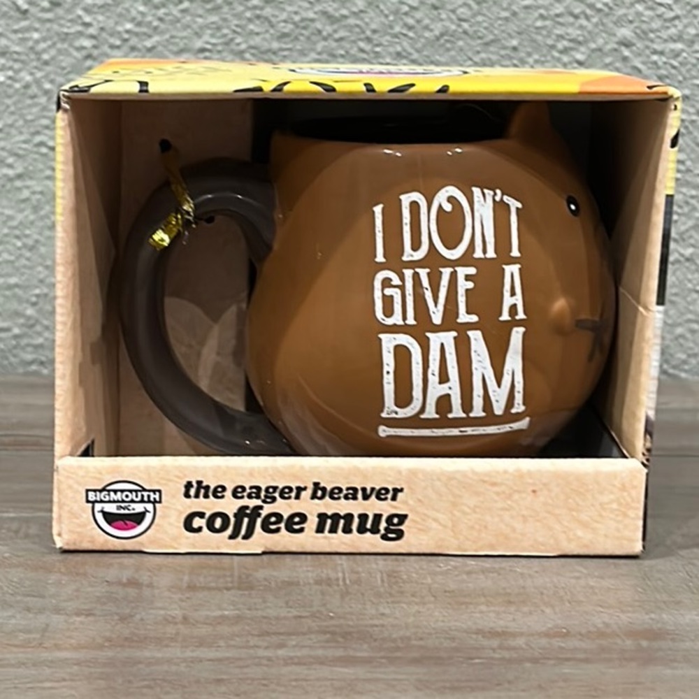 Brand New “RARE” BIGMOUTH INC. I Don’t Give A Dam Coffee Mug The Eager Beaver!!!